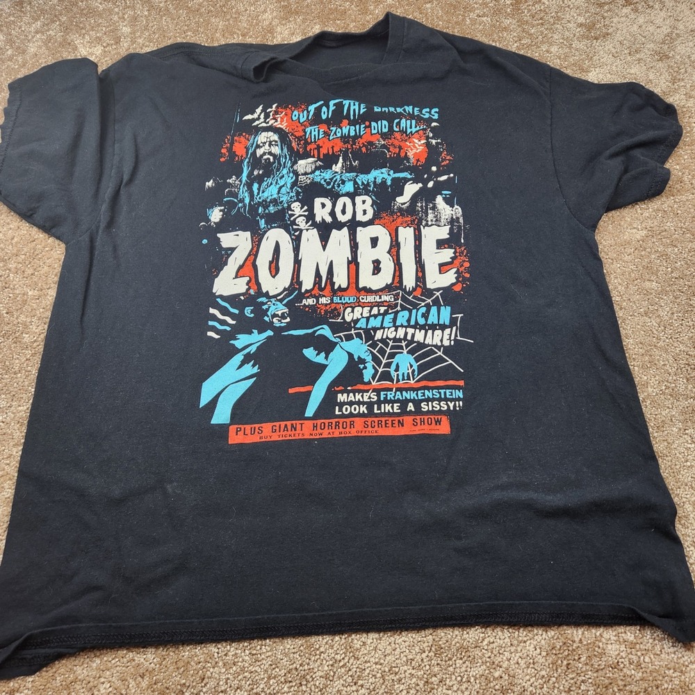 Rob Zombie Great American Nightmare Black Graphic T-Shirt Mens XL 2021 Horror